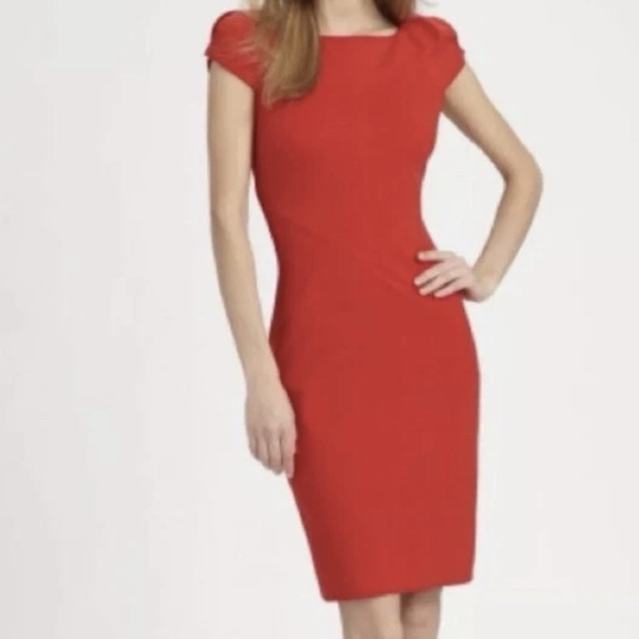 Diane Von Furstenberg Women Size 2 Helen Red- Orange Dress Short Sleeves